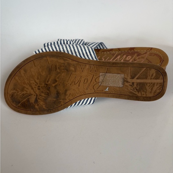 Blowfish small wedge sandal striped bow size 6 sandal blue white nautical - Picture 3 of 7